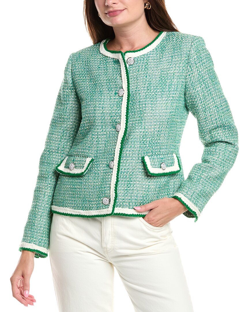 

Жакет T Tahari в стиле твид, зеленый