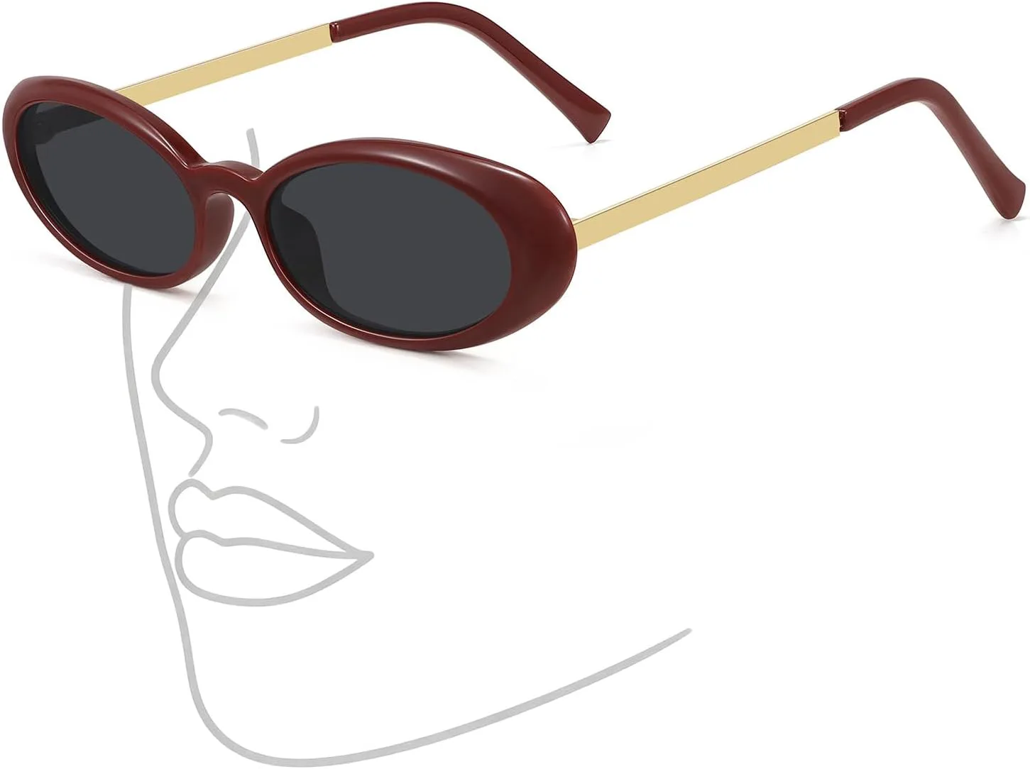 

Ретро-солнцезащитные очки овальной формы для женщин, модные винтажные очки в стиле 90-х и 2000-х, маленькие, узкие, с защитой от УФ-излучения Fozono, Red