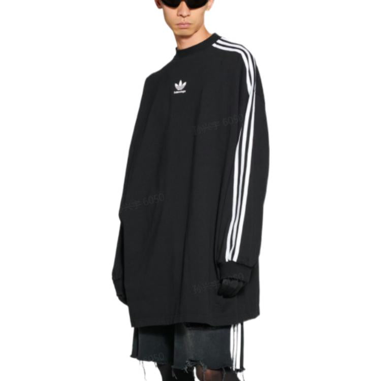 Футболка Balenciaga x adidas Long Sleeve T-shirt Oversized 'Black' 728789TNVA68482, черный — фото 3