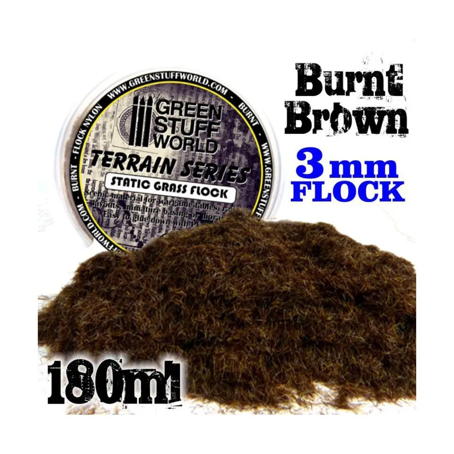 

3мм Жженый Коричневый - 180мл, Terrain - Flock Nylon - 3mm & Under (Green Stuff World)