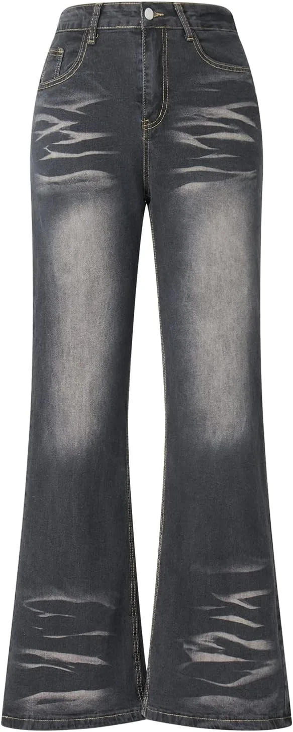 

Женские джинсы с высокой талией и широкими штанинами Black Casual на пуговицах и молнии WNGECAT