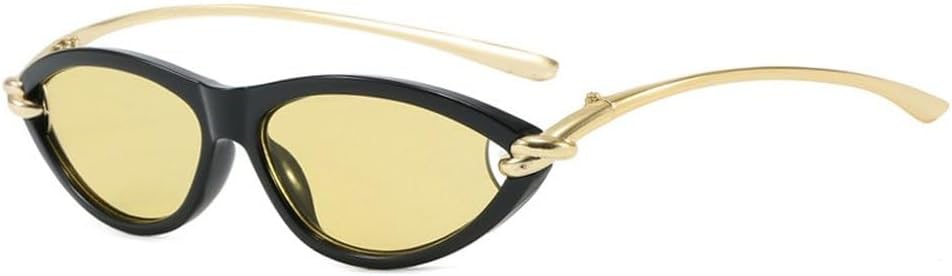 

Популярные модные солнцезащитные очки «кошачий глаз» конфетных цветов для женщин, овальные, с полой оправой, с защитой от УФ-излучения UV400 для мужчин SKFGNX, Black Yellow