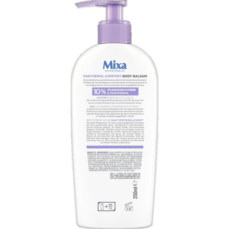 Лосьон для тела Пантенол Комфорт Чувствительная кожа Mixa, 250 ml — фото 2