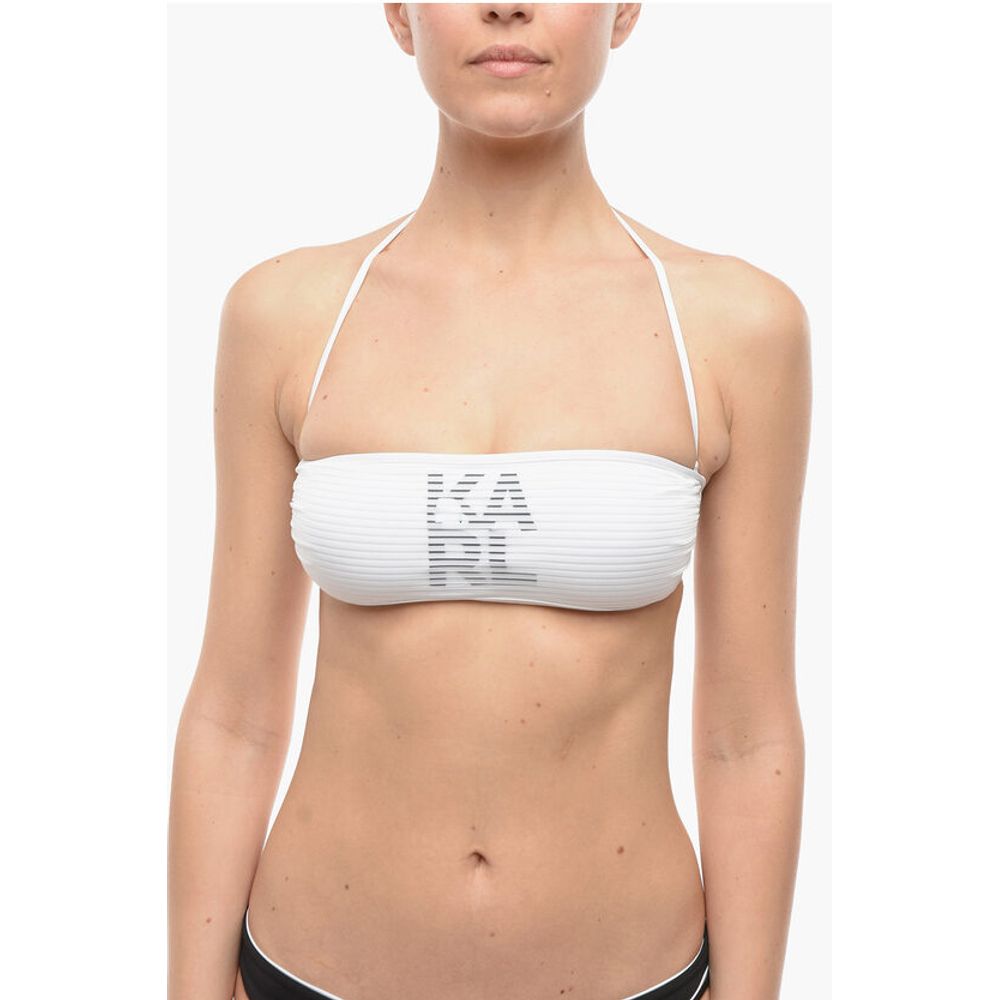 

Однотонный топ-бандо с контрастным напечатанным логотипом Karl Lagerfeld, White