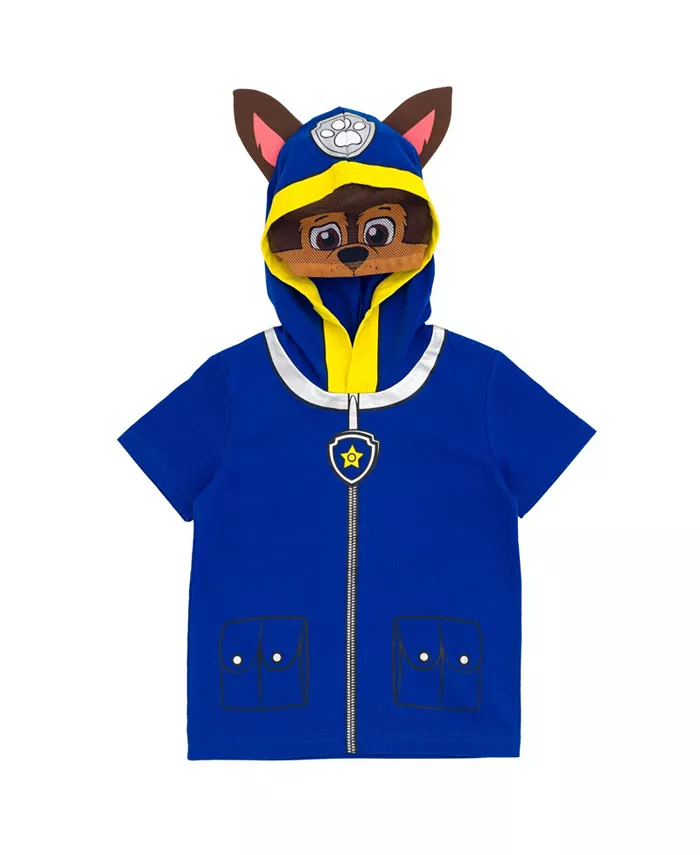 Мальчиковый комплект для косплея Chase, Skye, Rubble и Marshall: футболка и велосипедные шорты из френч-терри Paw Patrol, синий — фото 3