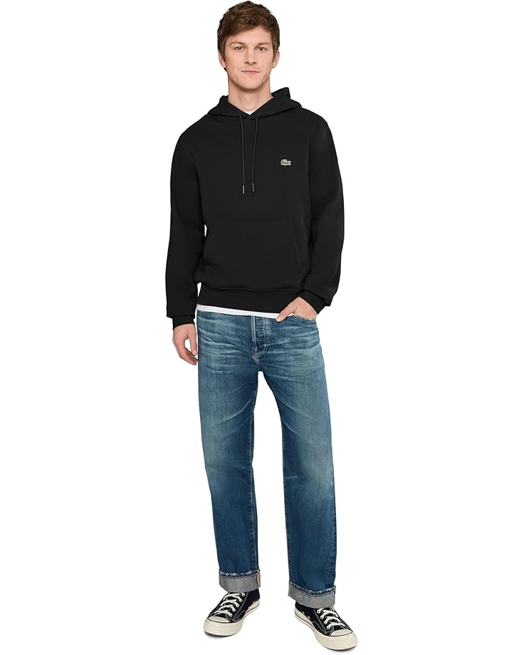 Мужской хлопковый худи Lacoste Cotton Fleece, Black — фото 2