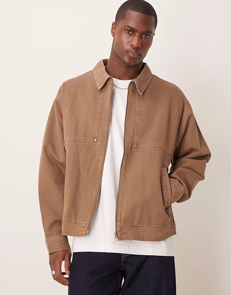 

Куртка-харрингтон свободного кроя ASOS DESIGN коричневого цвета