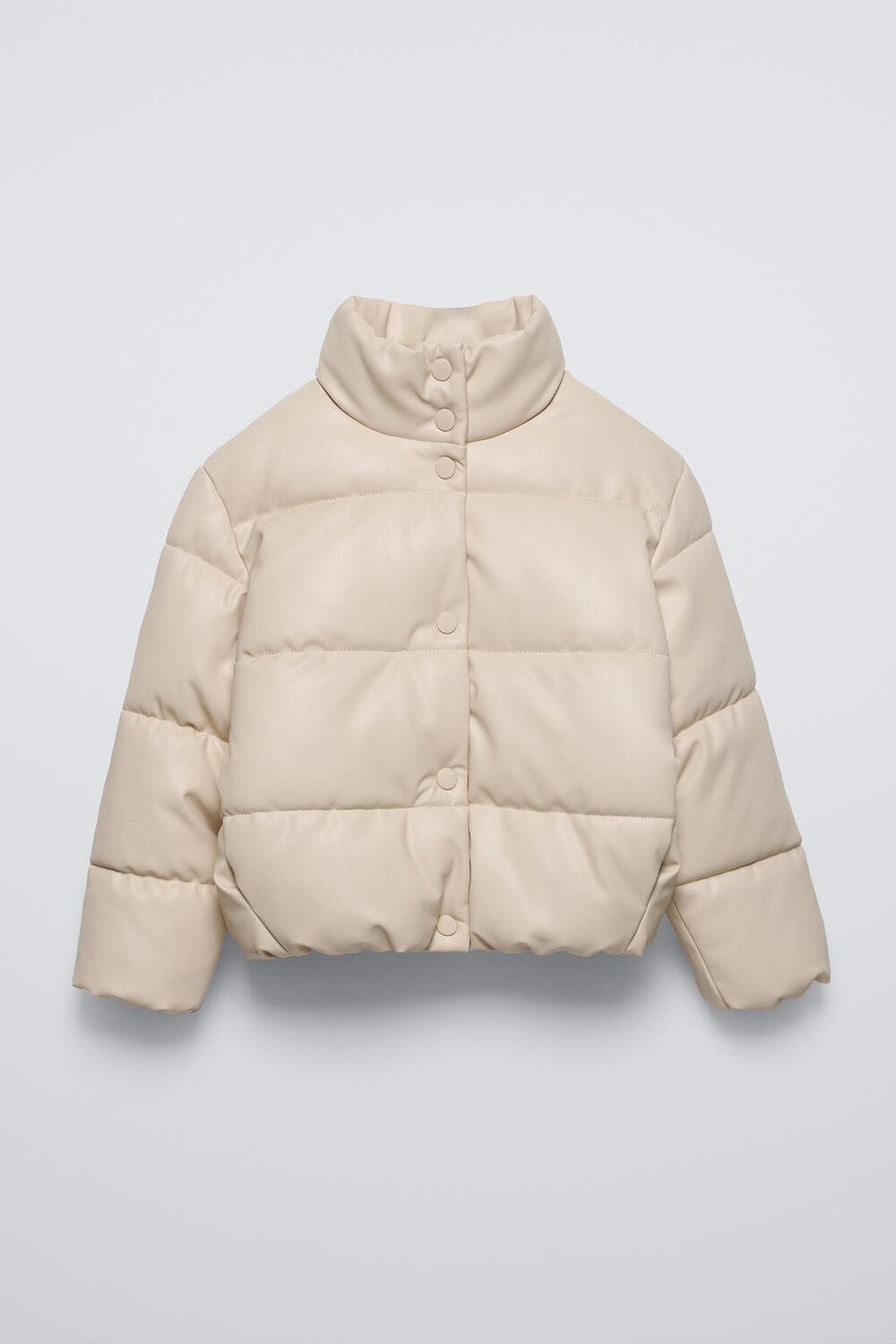 

Куртка-пуховик с эффектом кожи ZARA, середина экрю
