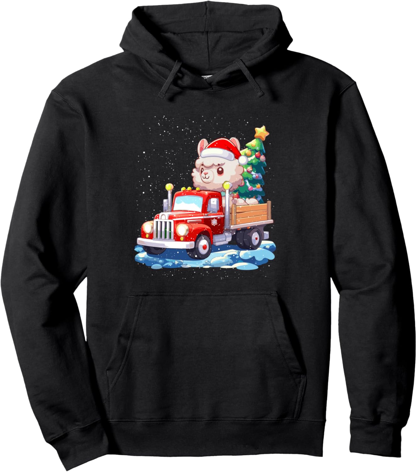 

Толстовка с капюшоном Llama Alpaca Merry Christmas Tree Truck Uglx, черная Bcc Santa'S Christmas Shirts And Fun Gifts
