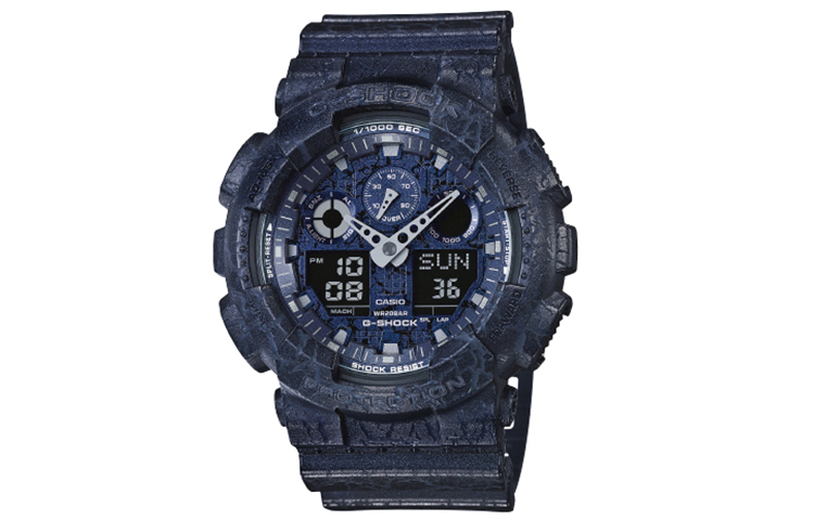 

Мужские часы CASIO GA-100CG-2A серии Dual Display с жидкокристаллическим и аналоговым дисплеем синего цвета