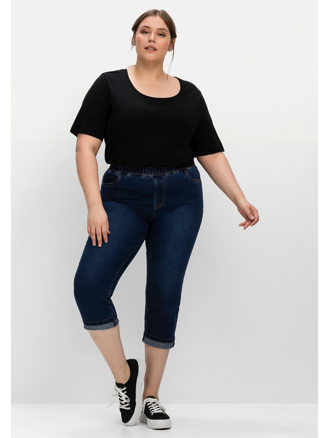 

Джинсы sheego Capri, цвет dark blue Denim