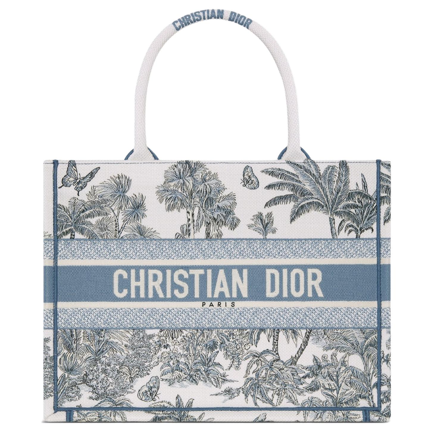 

DIOR Iviera Cotton Tote Bag, Shopping Bag, Handbag Medium Size Women's Sky Blue