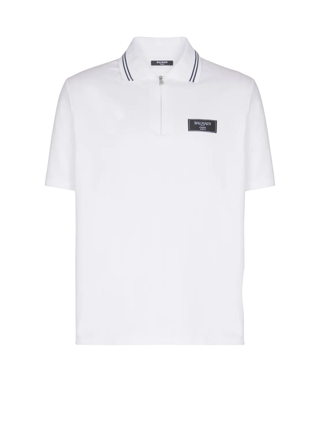 

Поло с монограммой и ярлыком Balmain Couture, белый