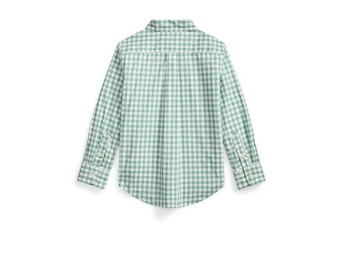 Рубашка из хлопкового поплина Plaid Cotton Poplin Shirt Polo Ralph Lauren Kids, Pink/Green/Multi — фото 2
