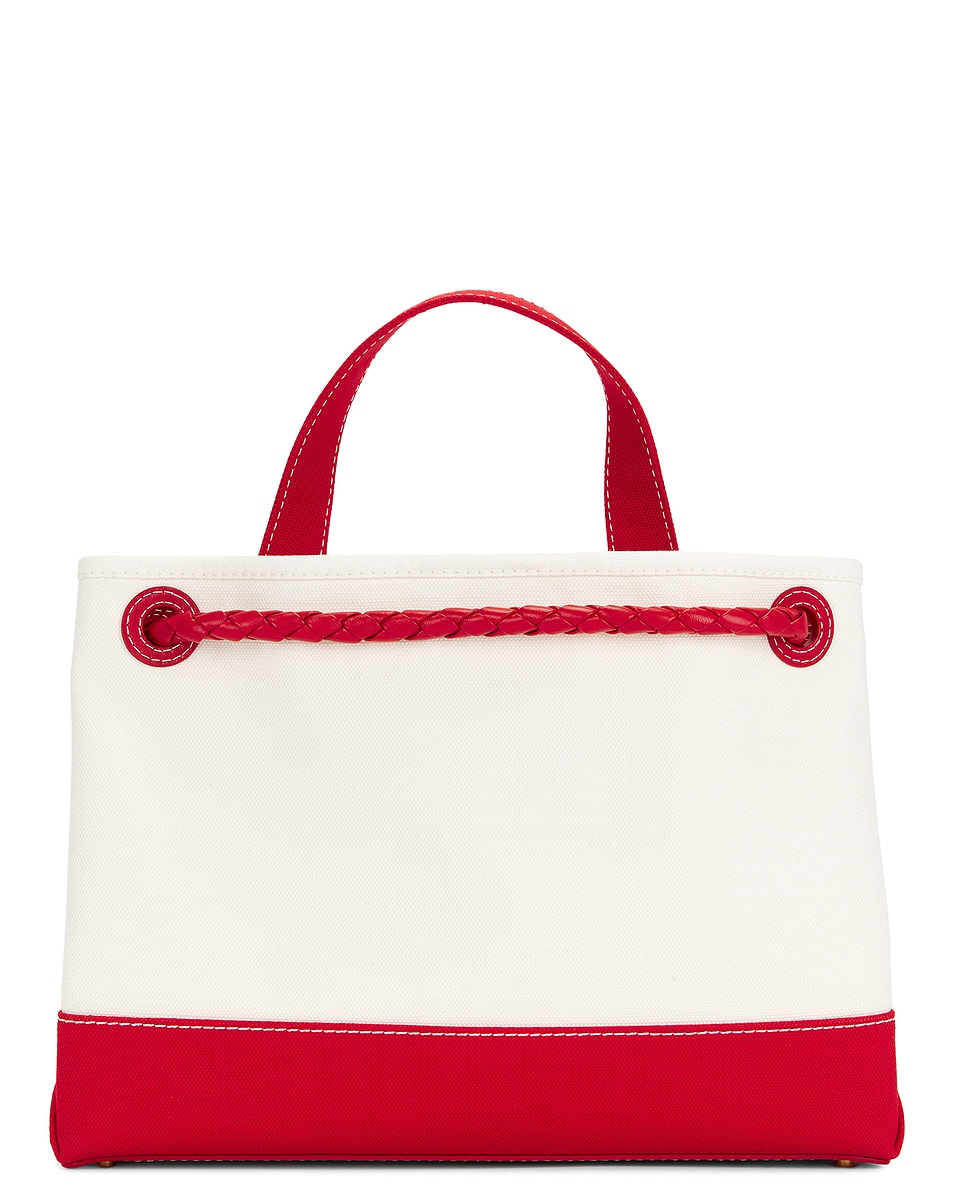 Сумка Andiamo из холста Bottega Veneta, White, Scarlet, Nail Polish, & Muse Brass — фото 3