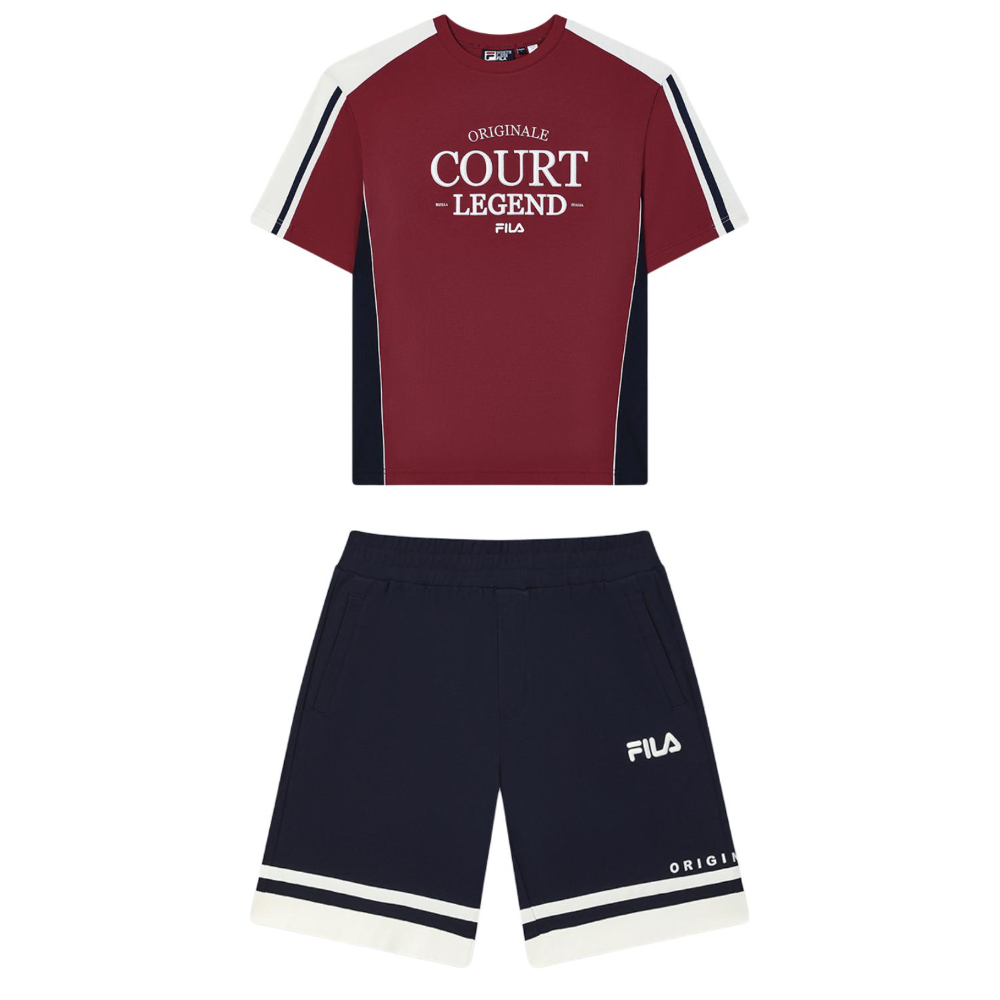 

FILA Повседневная спортивная мужская одежда цвета «туманно-красный» и «секретно-синяя зеркальная»