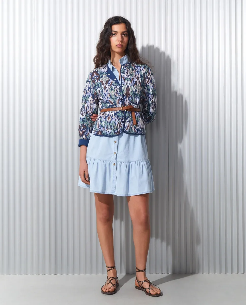 

Короткое джинсовое платье со вставками Easy Wear, нежно-голубой