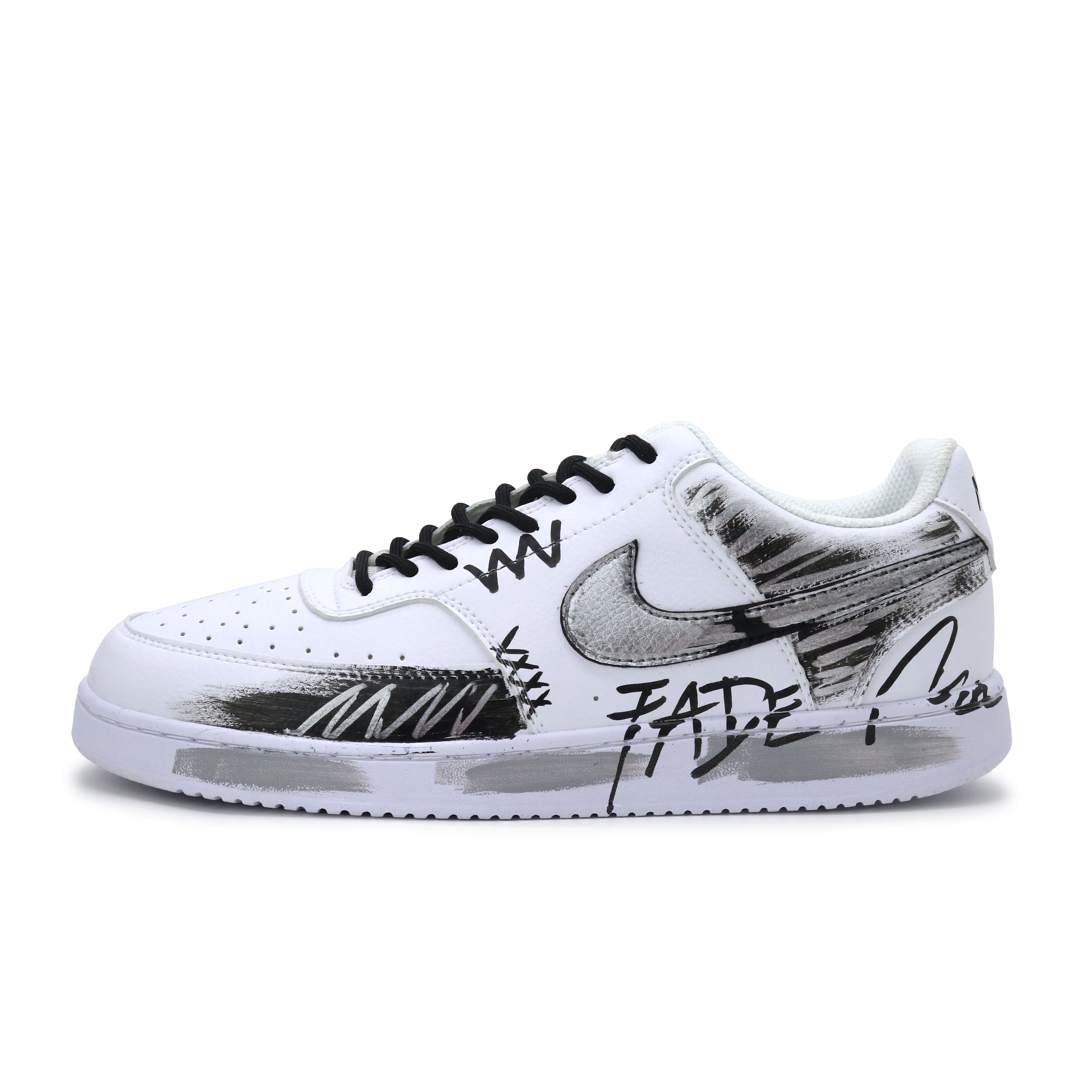 

Nike Кроссовки Court Vision 1 Fade Prone, устойчивые к истиранию, низкие, мужские, черно-серые