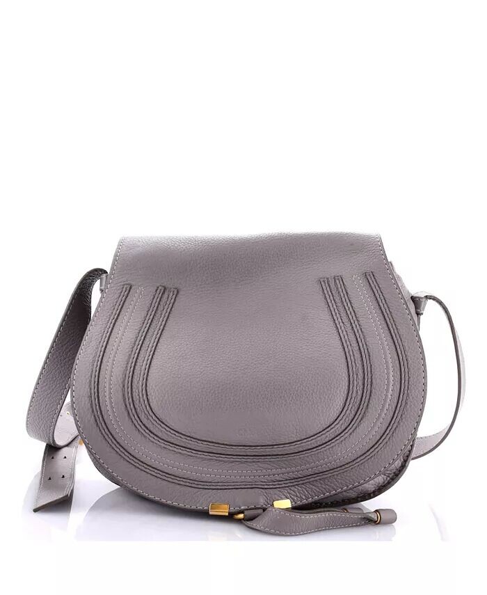 

Кожаная сумка-седло Marcie среднего размера Pre-Owned Chloe, серый
