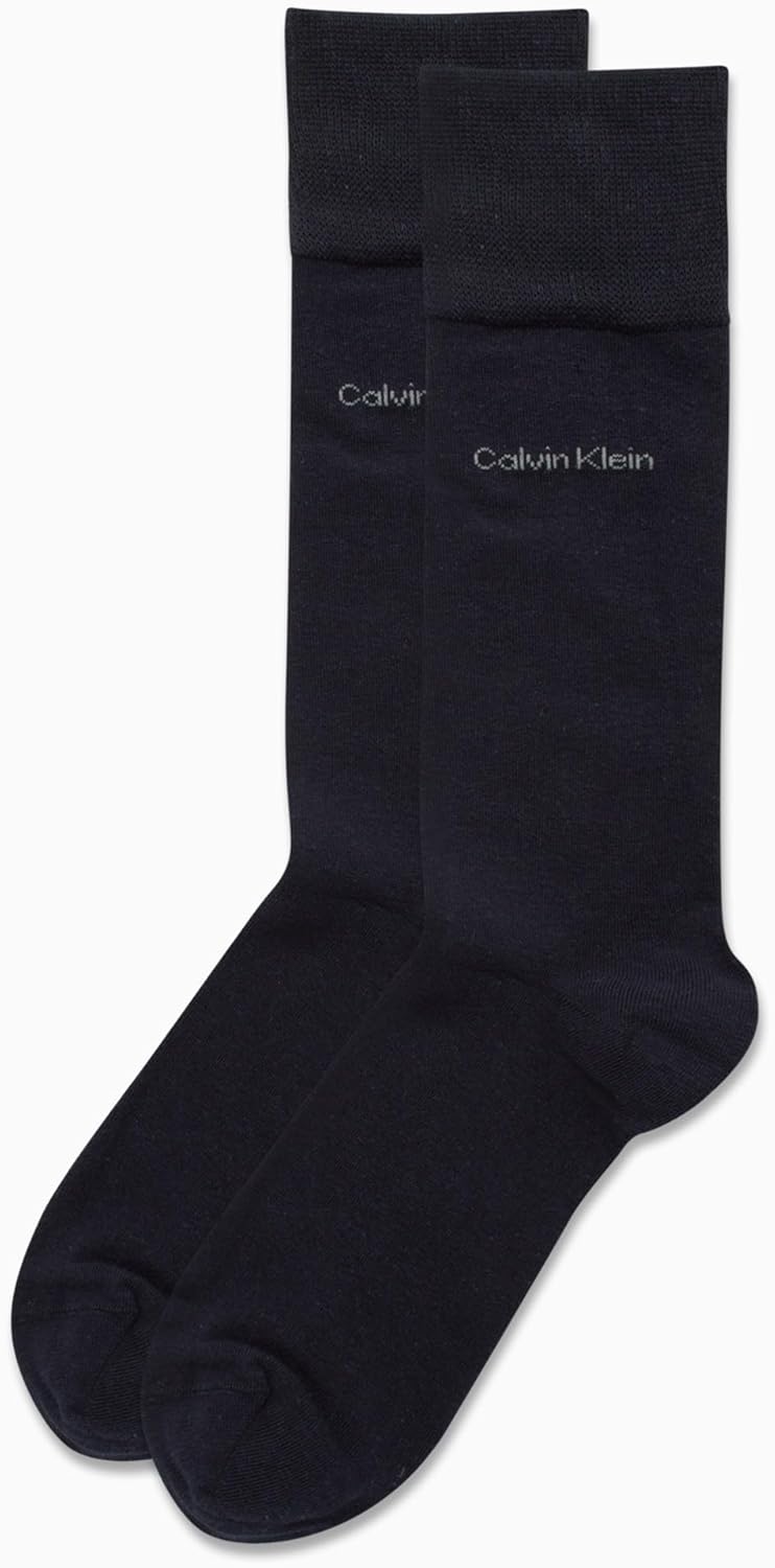 Мужские носки Calvin Klein под костюм - 2 пары легких эластичных мягких рабочих носков для мужчин, для повседневной деловой и официальной одежды, Navy Blue — фото 2