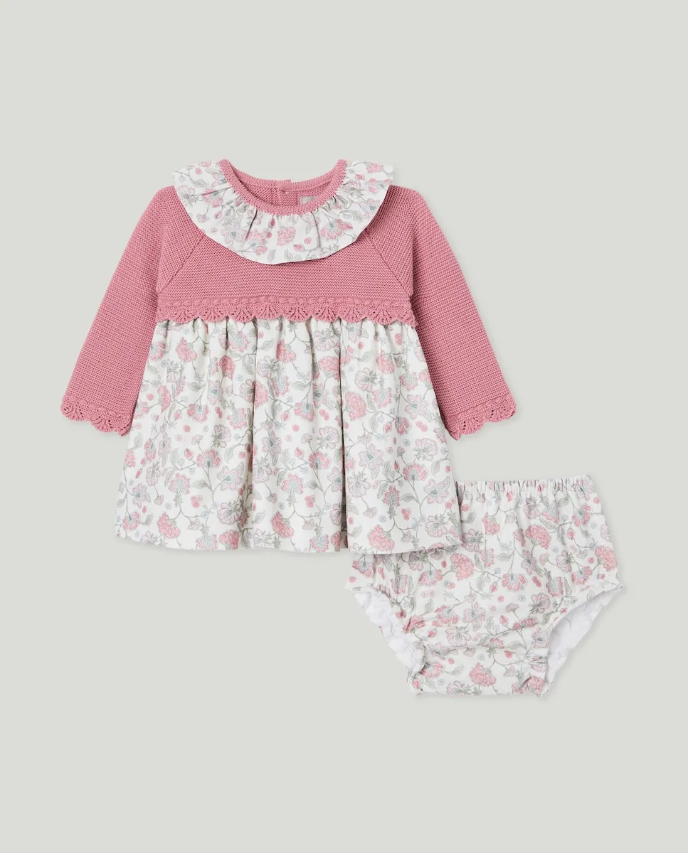 

Платье из трикотажа и гладкой ткани с принтом для младенца Coconut El Corte Inglés, розовый