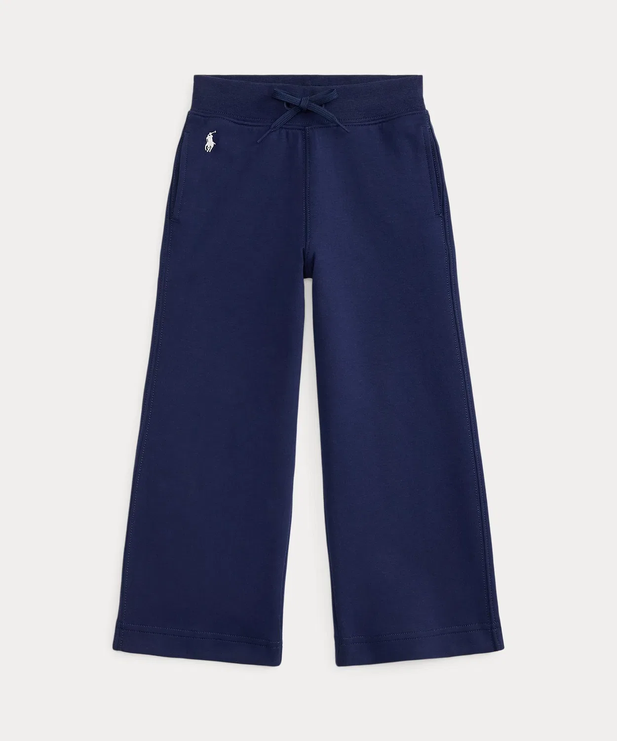 Штаны спортивные широкие из двойного трикотажа с вышивкой Polo Ralph Lauren, темно-синие