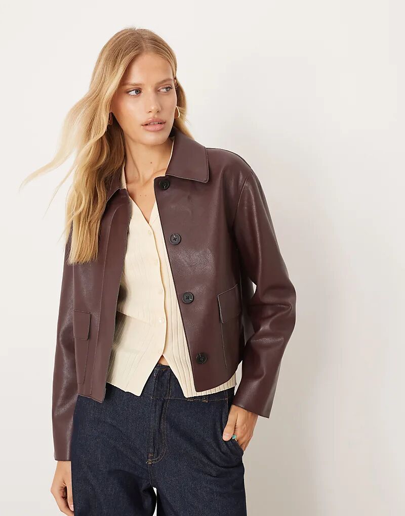 

Куртка из искусственной кожи Mango темно-красного цвета