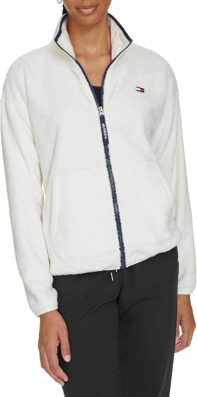 Женская куртка Tommy Hilfiger из шерпы с застежкой-молнией и воротником-стойкой, Ivory — фото 2
