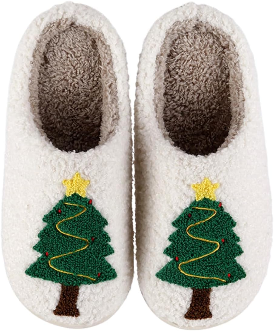 

Рождественские тапочки AISILLI для женщин и мужчин, милые мультяшные зимние плюшевые меховые забавные тапочки, удобные и теплые домашние тапки, Christmas/5