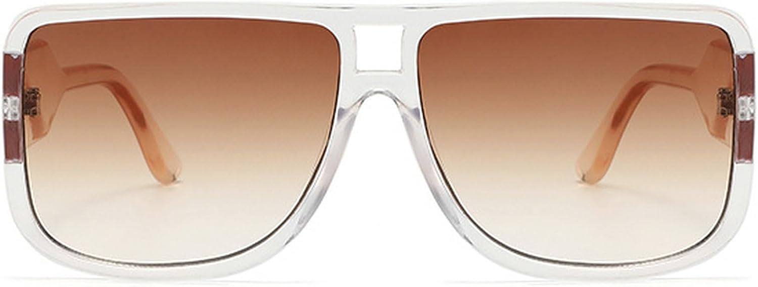 

Ретро-солнцезащитные очки-пилот для женщин, модные роскошные солнцезащитные очки с плоской верхней частью, дизайнерские солнцезащитные очки с градиентом, мужские очки большого размера mincl, Brown