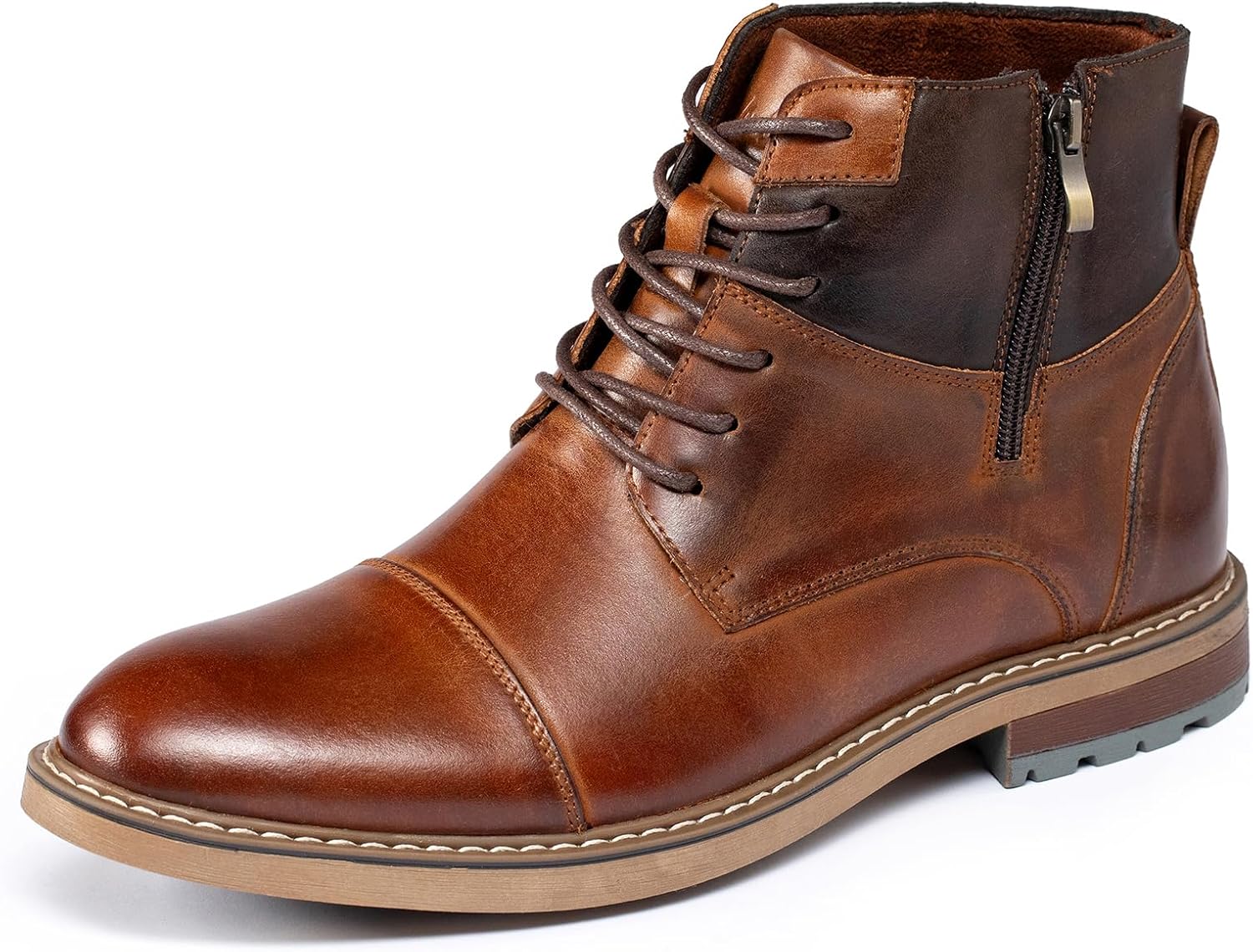 

Мужские оксфорды Holy Dove из кожи с каплевидным носком, боковой молнией, модного стиля, средней высоты, ботинки-чукка до щиколотки, Polish Brown