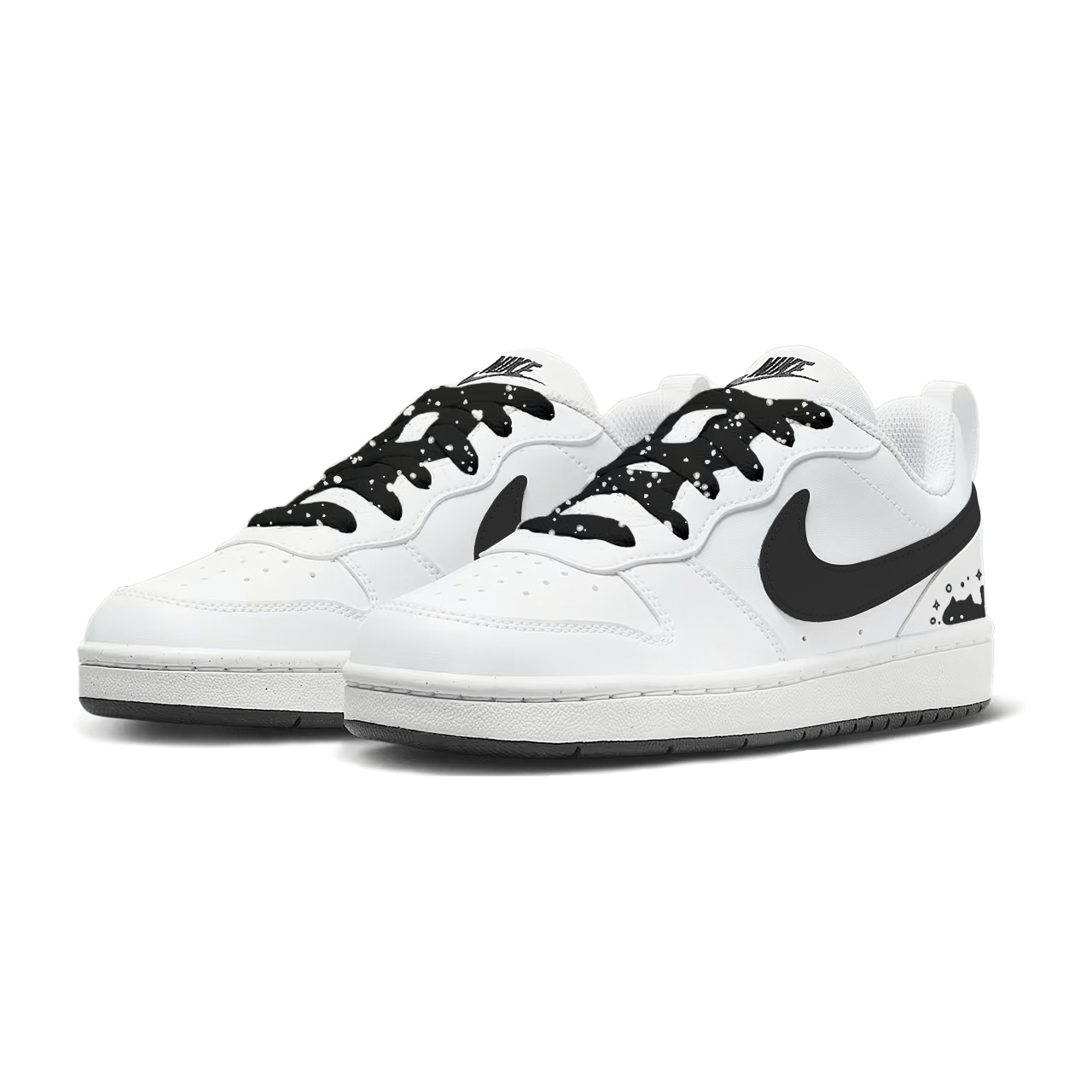 Nike Кроссовки для скейтбординга Court Borough Black Cat Trace Abrasion Resistant Low top для детей и подростков черно-белые — фото 4