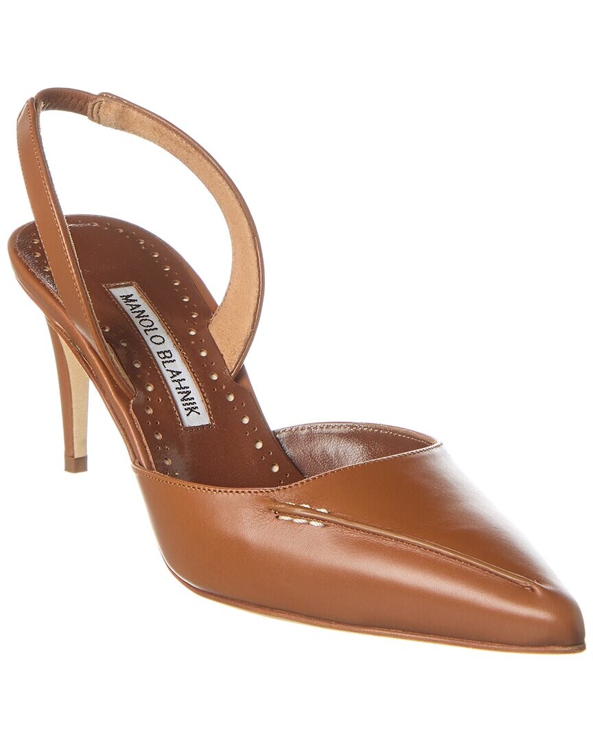 Кожаные туфли Manolo Blahnik Homerasli 70 с пяткой на пятке, коричневый