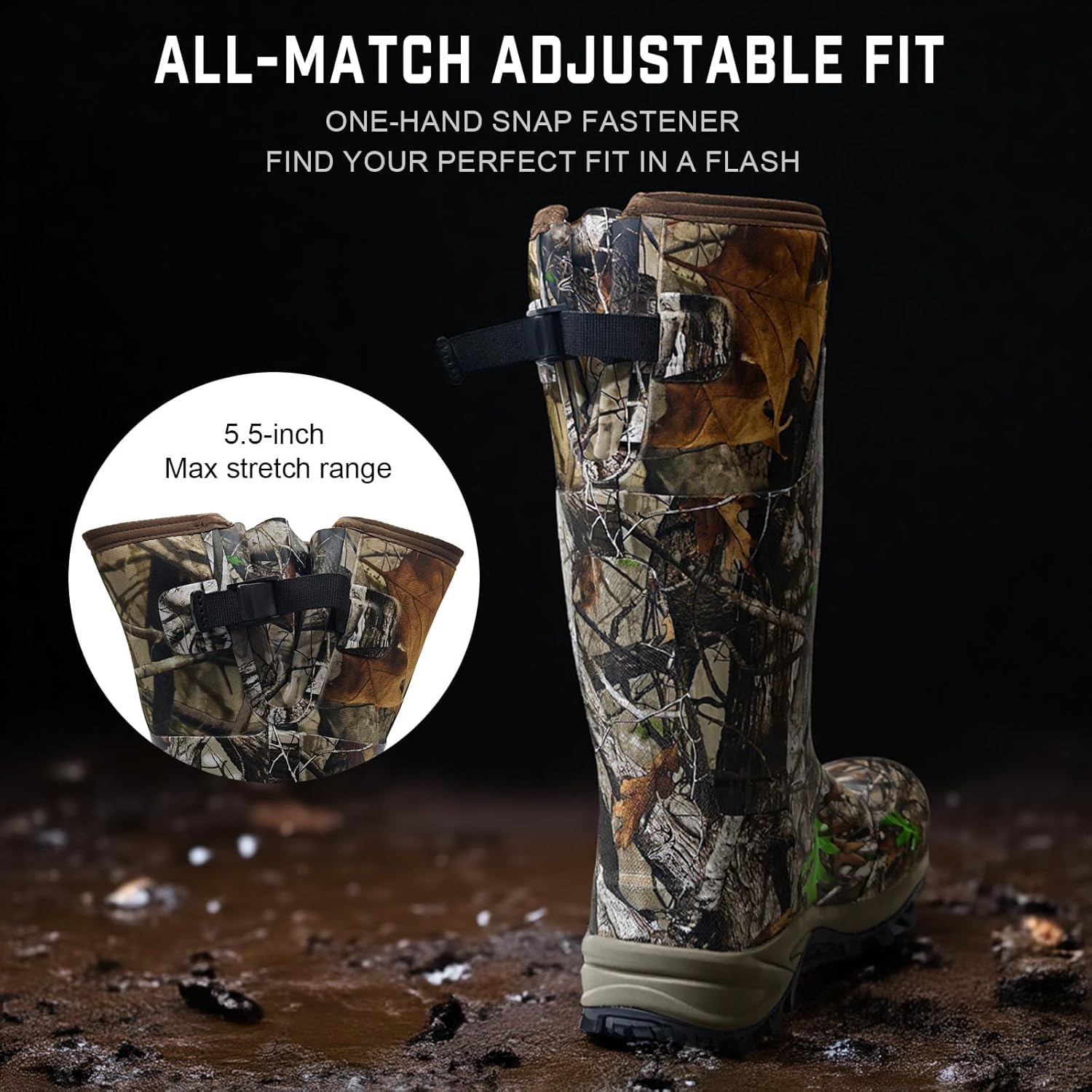 Дышащие утепленные охотничьи ботинки Next Camo G2 с универсальным дизайном - прочные 6-миллиметровые неопреновые водонепроницаемые резиновые ботинки для мужчин и женщин, размеры 7-14 Gieeshield, Next G2 Camo — фото 4