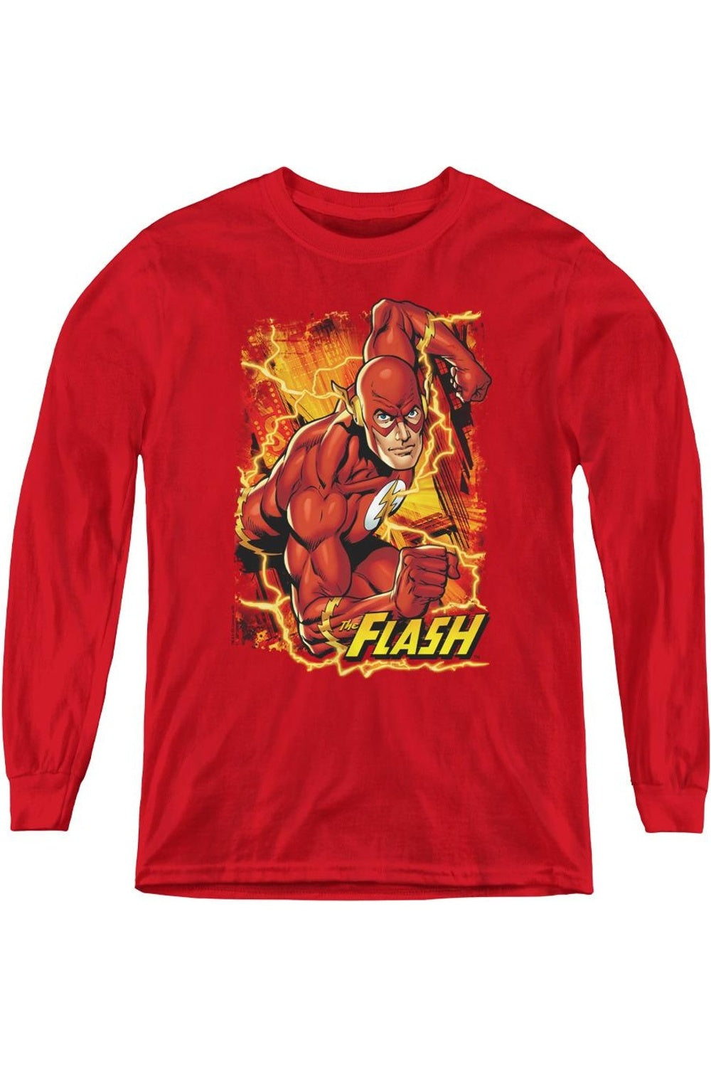 

Футболка с длинным рукавом "Молния Флэша" из Лиги Справедливости Америки для молодежи Gildan, красный