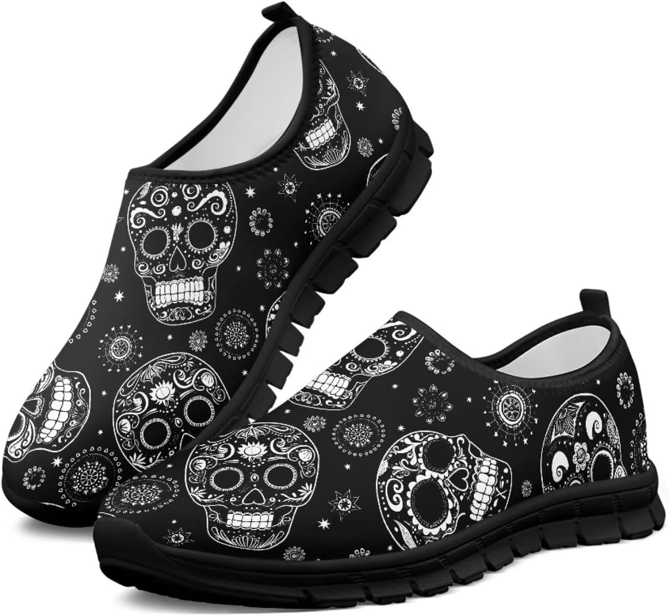 

Женские слипоны Бесподкладочные кроссовки для повседневной носки Дышащие кеды для бега, походов, прогулок и путешествий Chririnla, Fashion Sugar Skulls