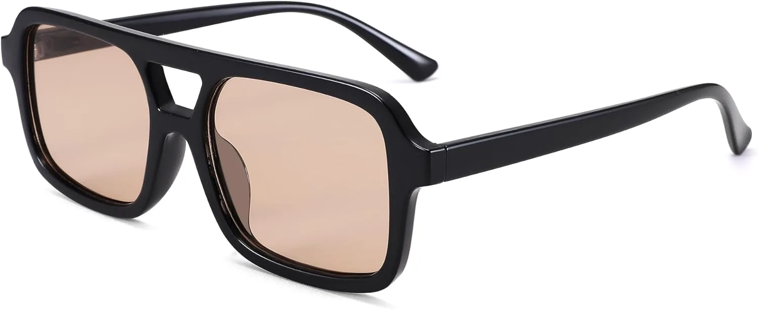 

Поляризованные солнцезащитные очки Bouryo Square Wayfarer для мужчин и женщин, для вождения, рыбалки, с защитой UV400 (2 шт.), B5 Black/Shallow Tea Mirror