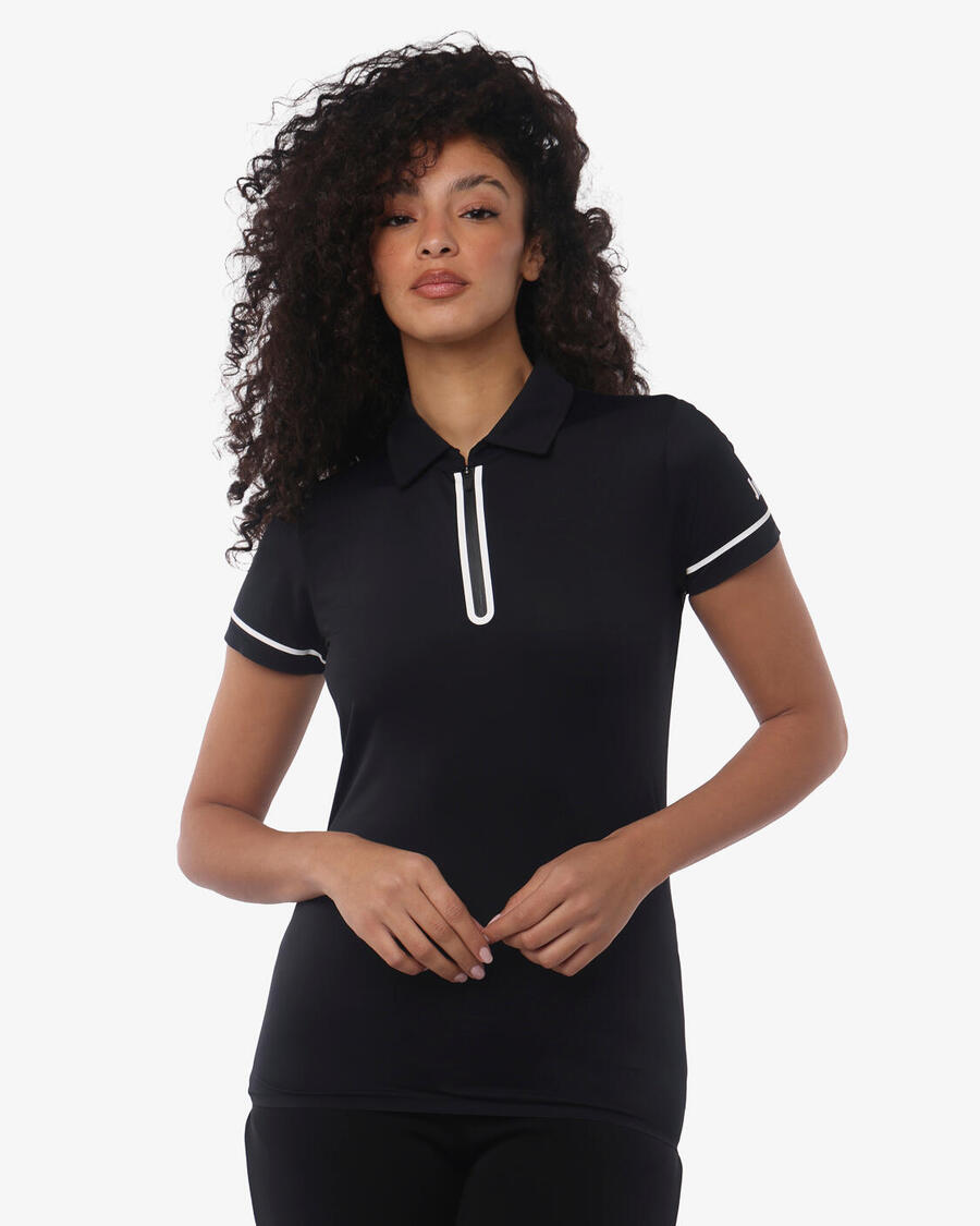 

JAKED черная женская рубашка-поло из синтетического материала для фитнеса