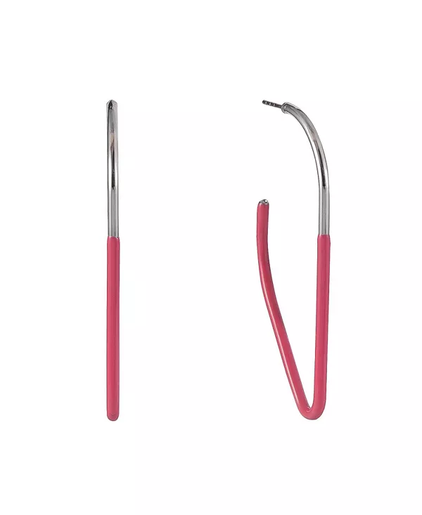 

Серьги-Треугольники серебристого тона с розовой эмалью Laundry By Shelli Segal, silver