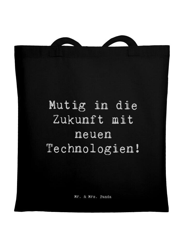 

Сумка Mr. & Mrs. Panda Tragetasche Spruch Neuen Technologien begegnen ..., черный