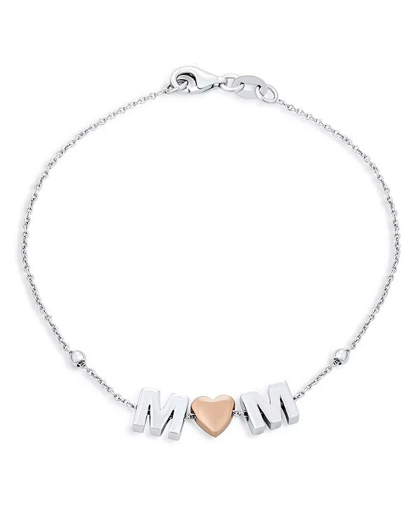 

Изящный браслет с заглавными буквами, розой, сердцем и надписью «мама», стерлинговое серебро, 7,5 дюймов Bling Jewelry, silver