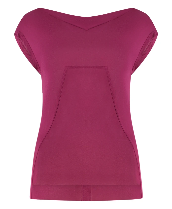 

Футболка из смесовой шелковой ткани с необработанными краями. Rick Owens, розовый