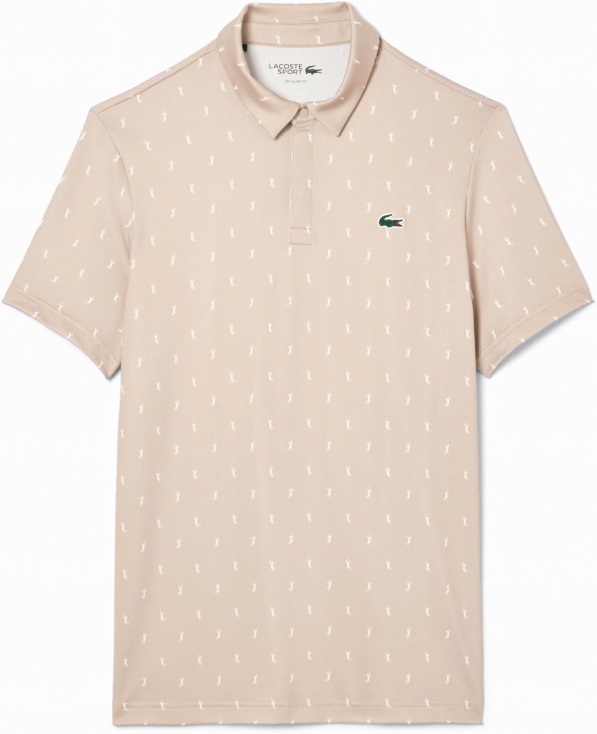 

Мужская рубашка-поло для гольфа LACOSTE Защита от УФ-излучения, минималистичный принт по всей поверхности, скрытая передняя часть, сверхбыстрая сушка, бежевый