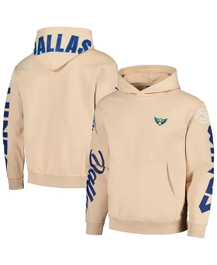 

Мужская и женская кремовая толстовка с капюшоном Dallas Wings в стиле граффити с эффектом кислотной стирки The Wild Collective