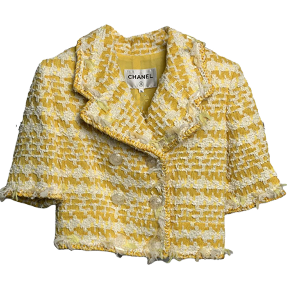 

CHANEL Короткий твидовый жакет в стиле 2000-х, Yellow
