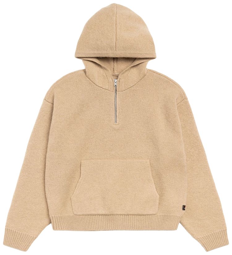 

Худи Stussy Quarter Zip Knit Hoodie, коричневый