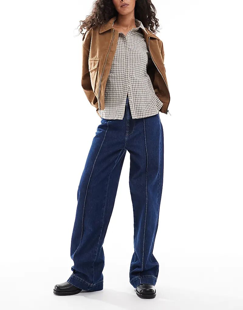 

Джинсы ASOS DESIGN с широкими штанинами и швами спереди, темно-синего цвета