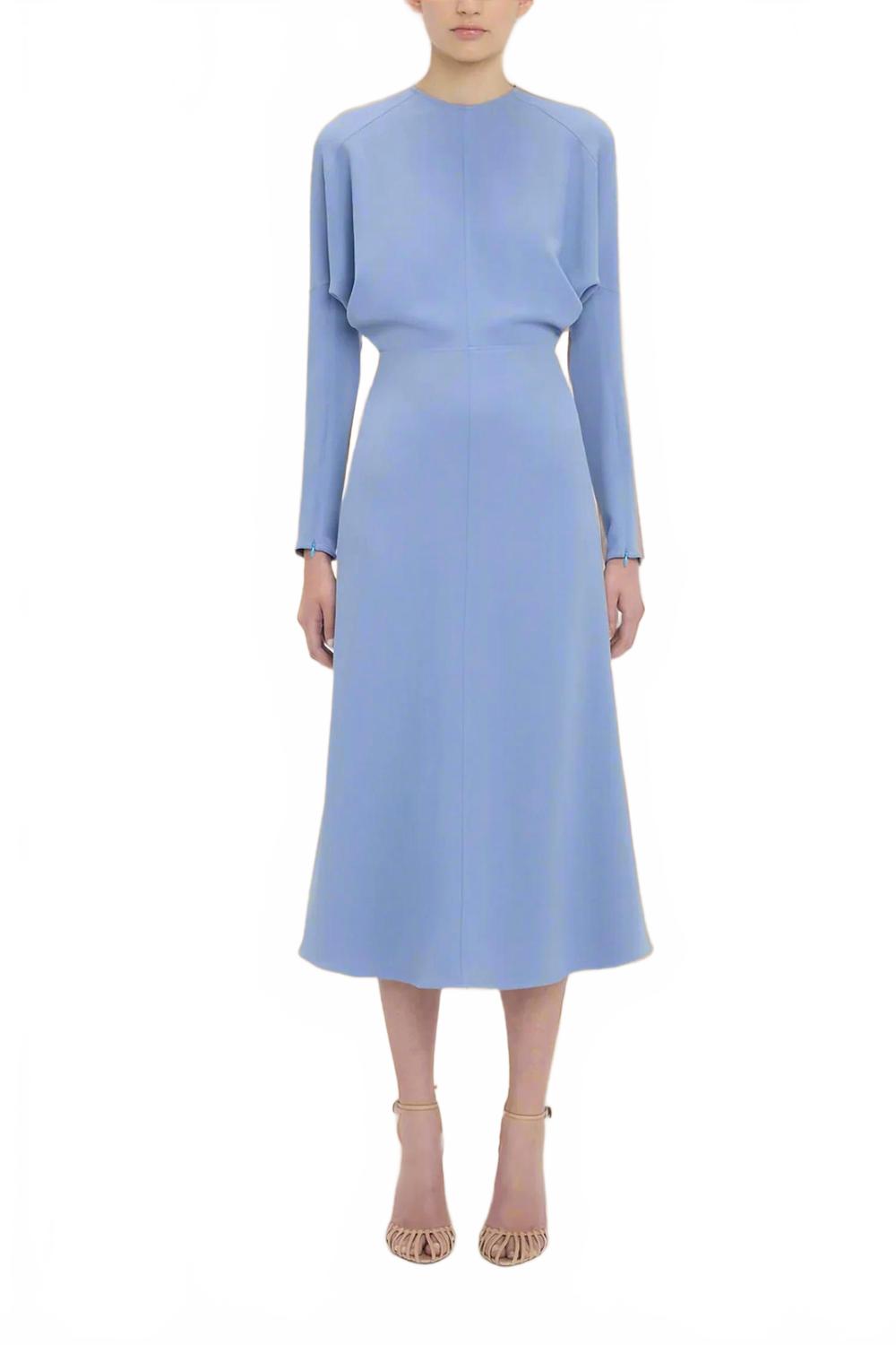 

Victoria Beckham Платье-миди с длинными рукавами и рукавами «летучая мышь», цвет «колокольчик»