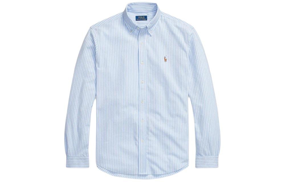 Поло с вышитой пони и полосками Polo Ralph Lauren, синий — фото 3