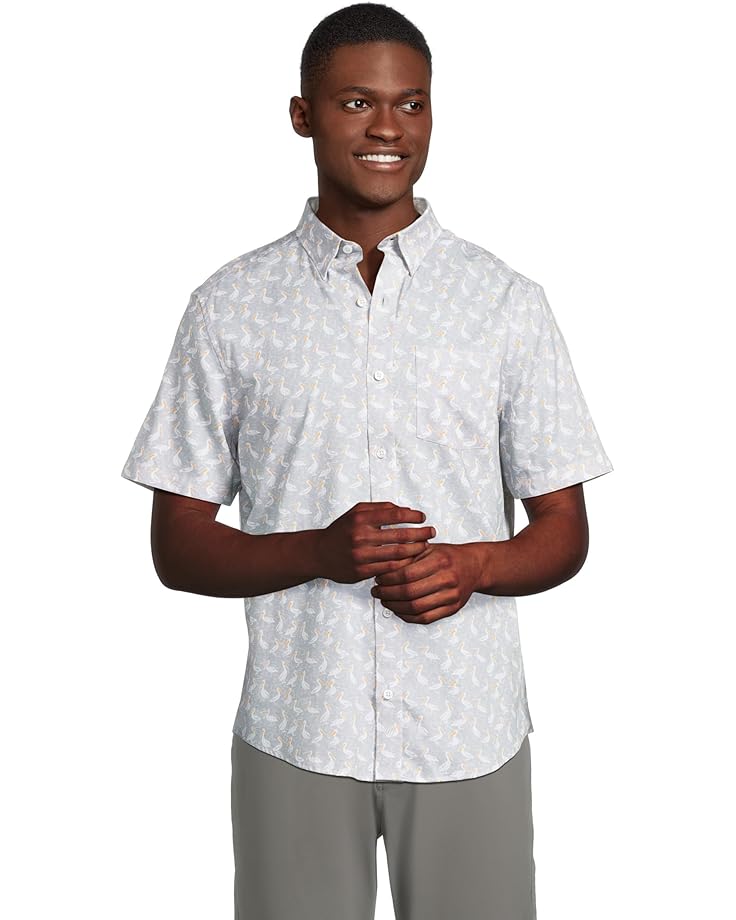 

Рубашка Johnston & Murphy Short Sleeve Pelican Print Shirt, цвет Gray